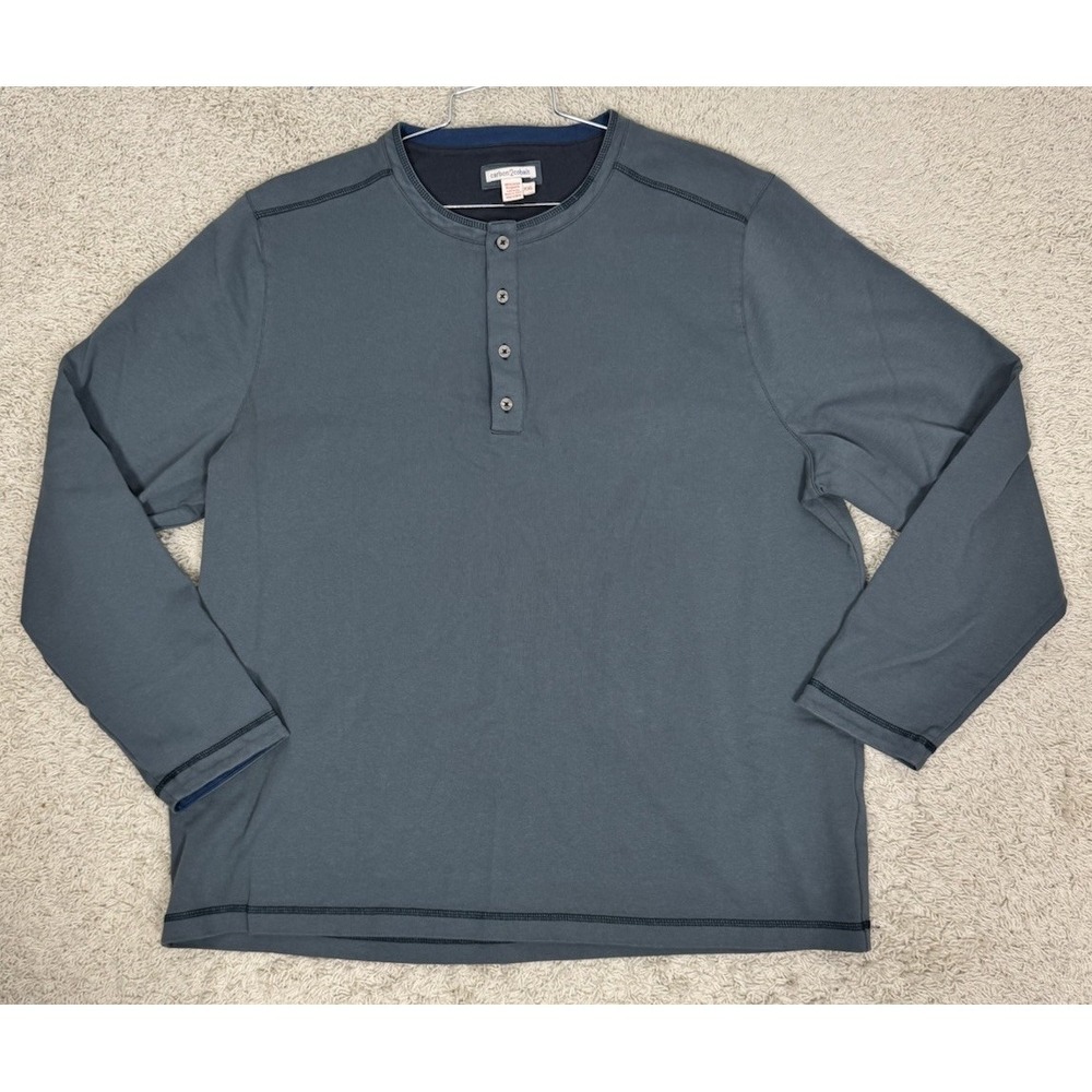 Carbon 2 Cobalt Gray Henley Heavyweight Long Sleeve Henley Shirt Men's XXL Work - Picture 6 of 9